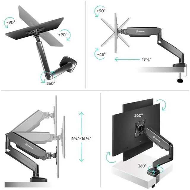 Alt view image 4 of 7 - ONKRON Monitor Arm - Full Motion Desk Mount for 13 - 32 Inch Flat or Curved Screens up to 17.6 lbs - Single Monitor Arm - Adjustable Gas Spring Monitor Arm, VESA 75x75 100x100, Black