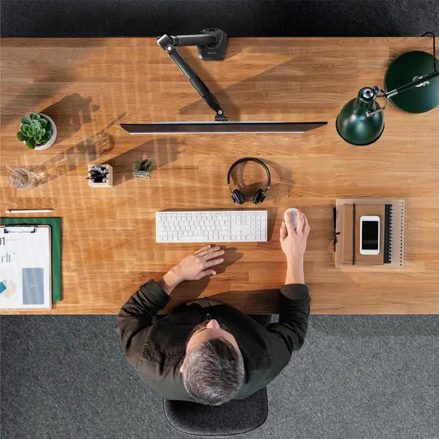 Alt view image 3 of 7 - ONKRON Monitor Arm - Full Motion Desk Mount for 13 - 34 Inch Flat or Curved Screens up to 22 lbs - Single Monitor Desk Mount - Adjustable Gas Spring Monitor Arm, VESA 75x75 100x100, Black