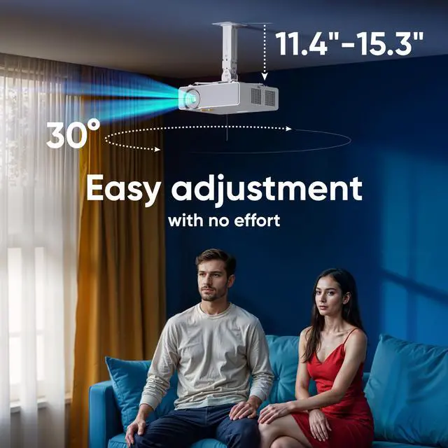 Alt view image 3 of 7 - ONKRON Universal Ceiling Projector Mount Height Adjustable Mounting Bracket up to 22 LBS White K3A