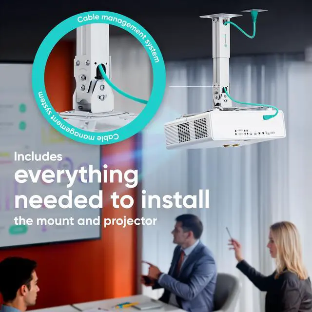 Alt view image 5 of 7 - ONKRON Universal Ceiling Projector Mount Height Adjustable Mounting Bracket up to 22 LBS White K3A