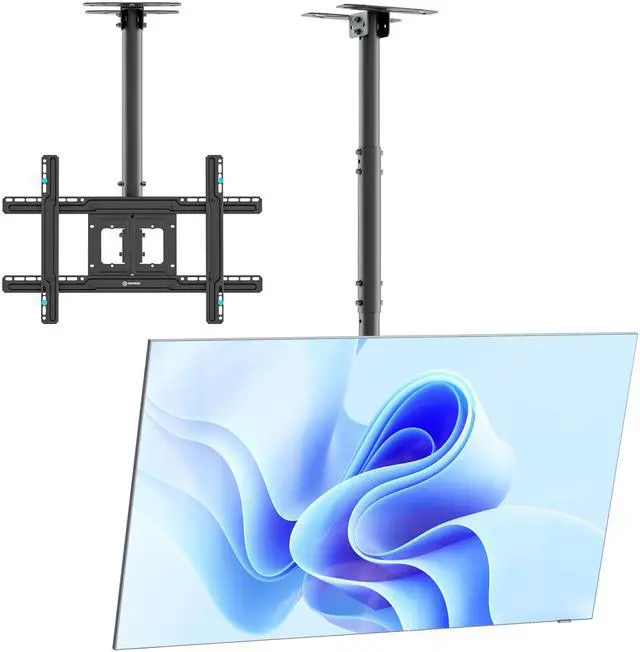 Main image of ONKRON Ceiling TV Mount Hanging Height Adjustable TV Bracket - Drop Down TV Mount - Full Motion Pole TV Mount for 32 to 70 Inch LED LCD OLED 4K TVs, Flat Screens up to 150 lbs (N1L) Black