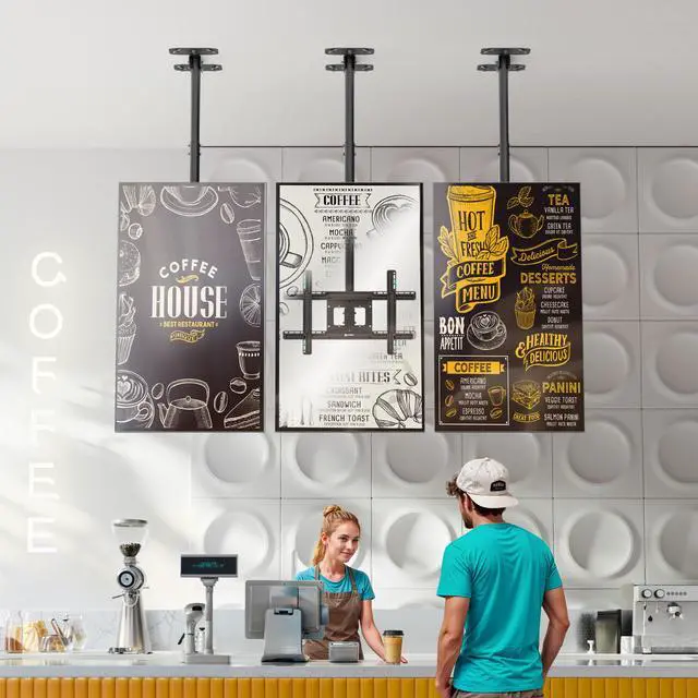 Alt view image 6 of 7 - ONKRON Ceiling TV Mount Hanging Height Adjustable TV Bracket - Drop Down TV Mount - Full Motion Pole TV Mount for 32 to 70 Inch LED LCD OLED 4K TVs, Flat Screens up to 150 lbs (N1L) Black