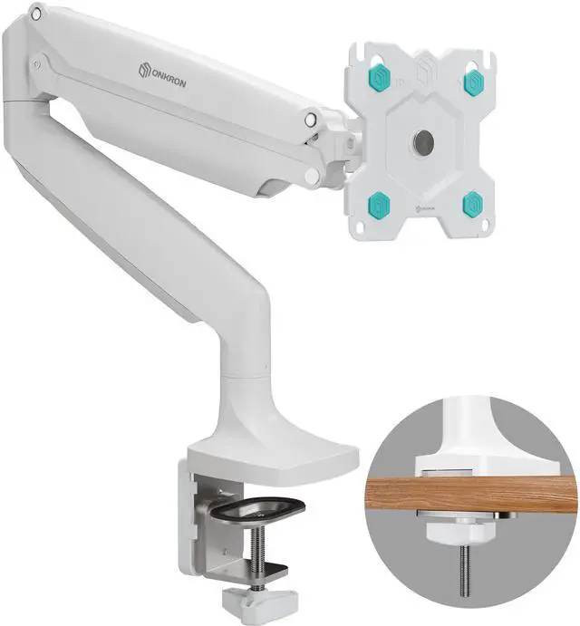 Main image of ONKRON Monitor Arm-Full Motion Desk Mount for 13-32 Inch Flat or Curved Screens up to 19.8 lbs- Single Monitor Desk Mount-Adjustable Gas Spring Monitor Arm, VESA 75x75,100x100, White