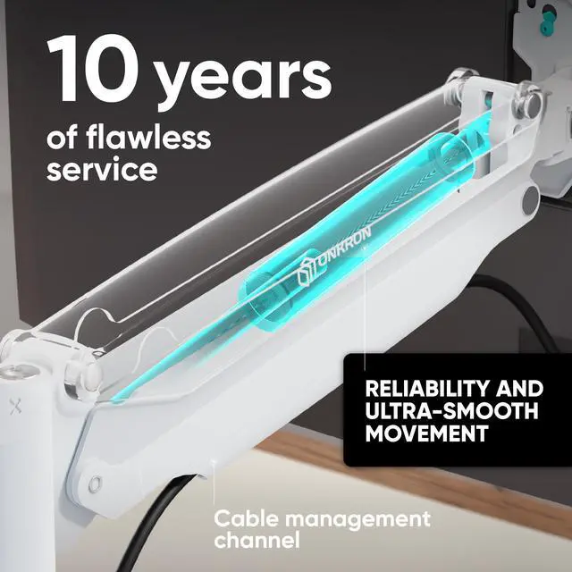 Alt view image 6 of 7 - ONKRON Monitor Arm-Full Motion Desk Mount for 13-32 Inch Flat or Curved Screens up to 19.8 lbs- Single Monitor Desk Mount-Adjustable Gas Spring Monitor Arm, VESA 75x75,100x100, White