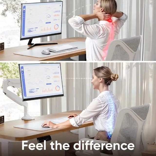 Alt view image 7 of 7 - ONKRON Monitor Arm-Full Motion Desk Mount for 13-32 Inch Flat or Curved Screens up to 19.8 lbs- Single Monitor Desk Mount-Adjustable Gas Spring Monitor Arm, VESA 75x75,100x100, White