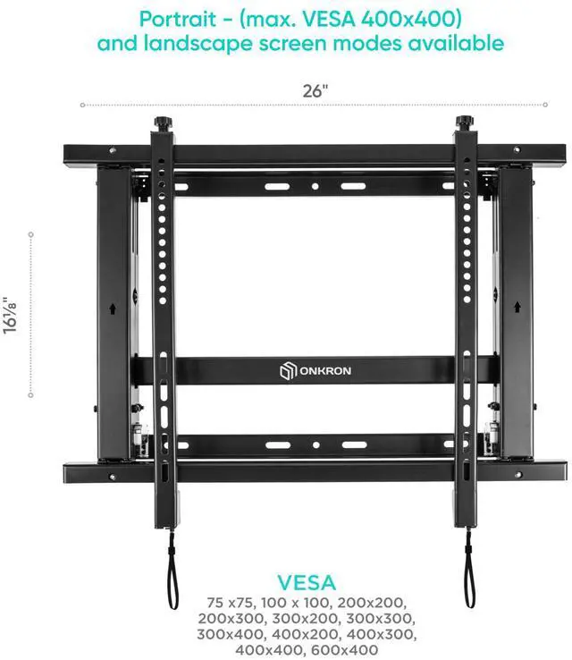 Alt view image 3 of 7 - ONKRON Video Wall Mount Solution for 40" to 70-inch Screens Pop Out PRO7M, Black