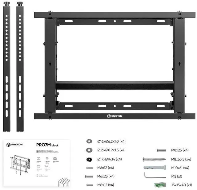 Alt view image 7 of 7 - ONKRON Video Wall Mount Solution for 40" to 70-inch Screens Pop Out PRO7M, Black