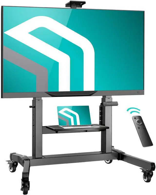 Main image of ONKRON Motorized TV Lift with Wheels - Mobile TV Stand Cart for 50-100 Inch Flat/Curved Screens up to 265 lbs - Height Adjustable TV Cart - Automatic TV Lift Mechanism with Remote Control, Black