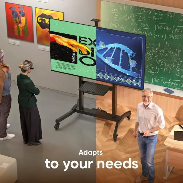 Alt view image 4 of 7 - ONKRON Mobile TV Stand Mobile TV Cart with Wheels for 50-100 Inch LCD LED Flat Curved Screens up to 265 lbs, Height Adjustable Portable TV Stand with Tilt, Large Base, Max VESA 1000x600 mm, Black