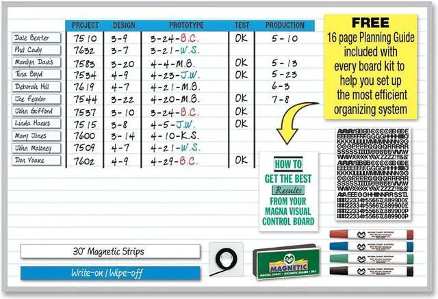 Alt view image 2 of 4 - MAGNA VISUAL NMW-3648G 36"x48" Magnetic Porcelain Planning Board, White/Blue
