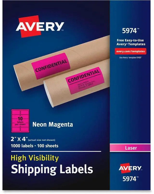 Main image of Avery High-Visibility Neon Shipping Labels
