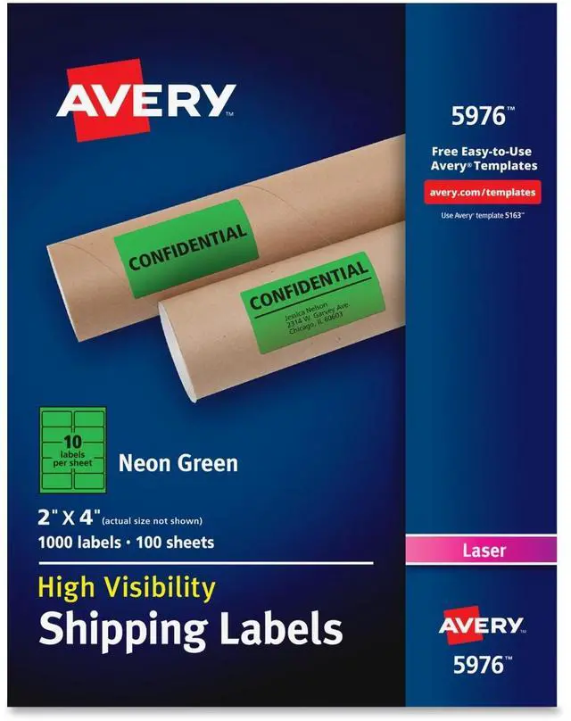 Main image of Avery High-Visibility Neon Shipping Labels