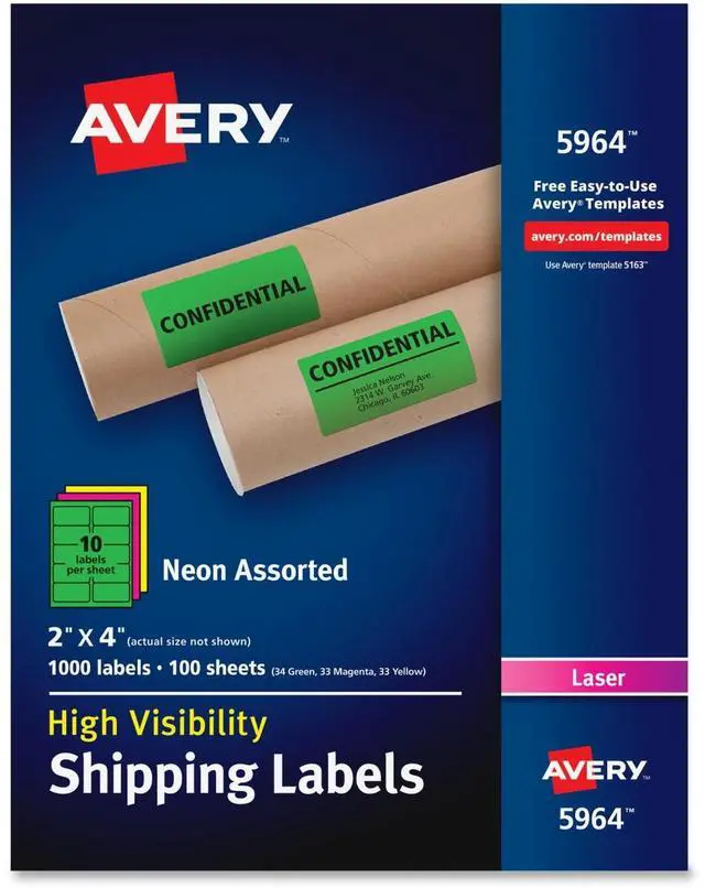 Main image of Avery High-Visibility Neon Shipping Labels