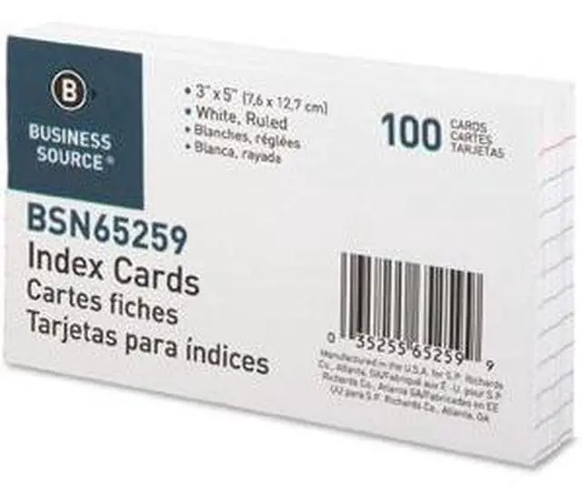 Alt view image 3 of 4 - Bus. Source Ruled White Index Cards