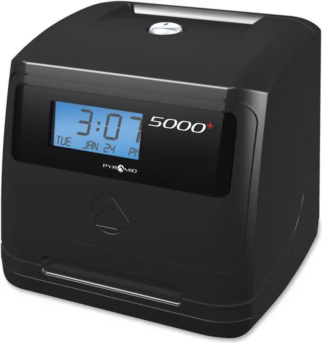 Alt view image 2 of 5 - Pyramid Time Systems, Model 5000 Auto Totaling Time Clock, Handles up to 100 Employees, Automatically calculates Worked time Between Punches and accumulates Worked Hours per Pay Period, Made in USA