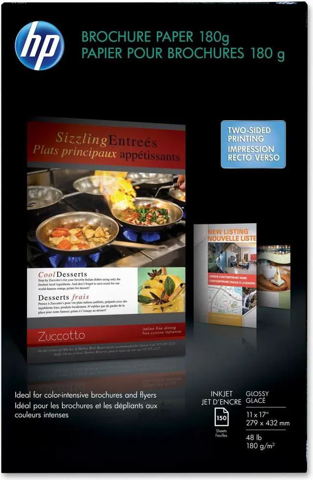 Alt view image 4 of 11 - Hp Inkjet Brochure/Flyer Paper 98 Brightness 48lb 11 x 17 White 150 Shts/Pk