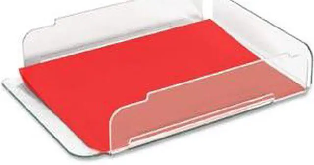 Alt view image 14 of 19 - Lorell Single Stack Letter Tray 10"x13-1/4"x2-1/2" CL/GN Acrylic 80654