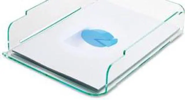 Alt view image 16 of 19 - Lorell Single Stack Letter Tray 10"x13-1/4"x2-1/2" CL/GN Acrylic 80654