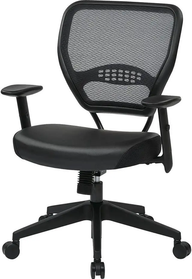 Alt view image 7 of 12 - Office Star 5700E - Space Seating Professional Dark Air Grid Back Managers Chair with Black Eco Leather Seat
