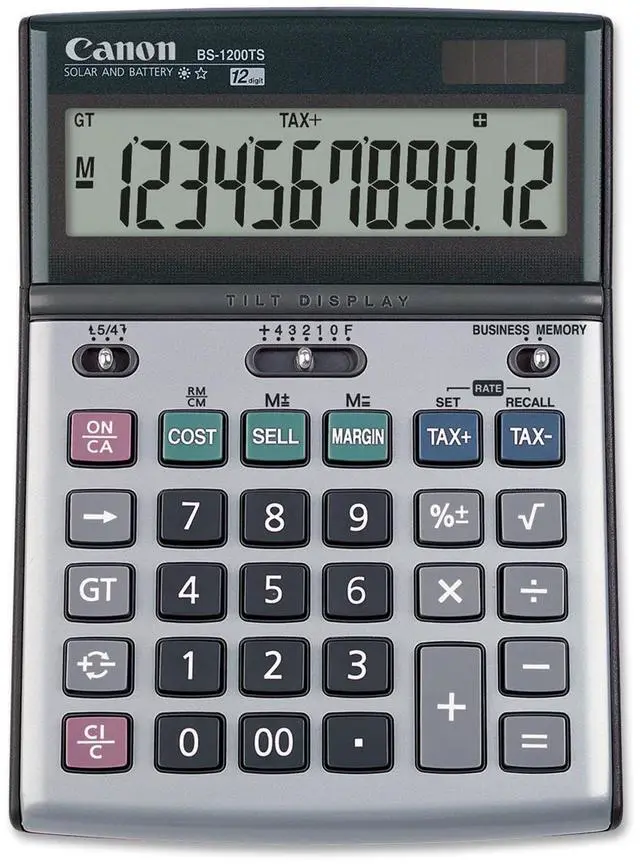 Alt view image 4 of 9 - Canon BS-1200TS Desktop Calculator 12-Digit LCD Display 8507A010