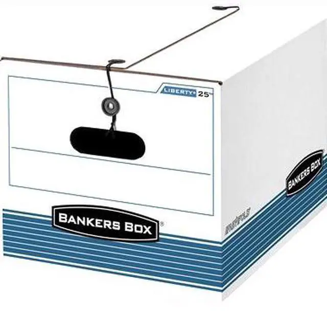 Alt view image 6 of 20 - Bankers Box STOR/FILE Extra Strength Storage Box Letter/Legal White/Blue 12/Carton 00025