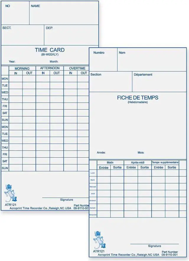 Main image of Acroprint Weekly/Bi-Weekly Time Cards