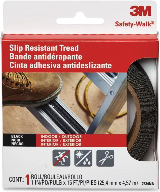 Alt view image 4 of 12 - 3m 7634NA Black 1 inch X 15 Step Ladder Safety Treads