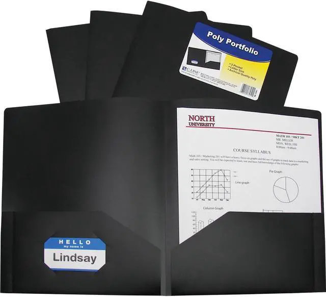 Main image of C-LINE PRODUCTS 33951 Portfolio 8-1/2 x 11", 2 Pocket, Black, Pk25
