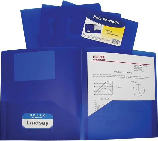 Main image of C-Line Products Two-Pocket Heavyweight Poly Portfolio Folder, Blue, 1/EA