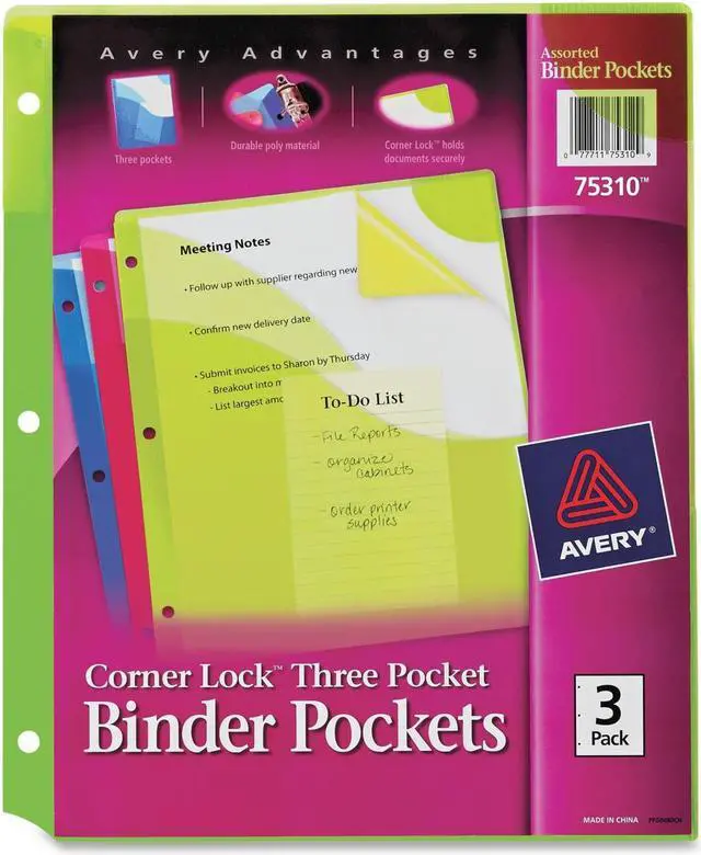 Alt view image 2 of 2 - Avery Corner Lock Three Pocket Binder Pockets