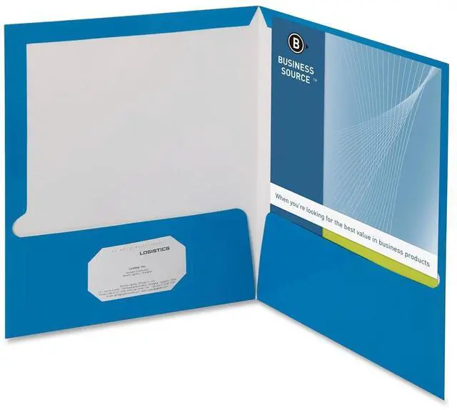 Main image of Business Source Two-Pocket Folders with Business Card Holder