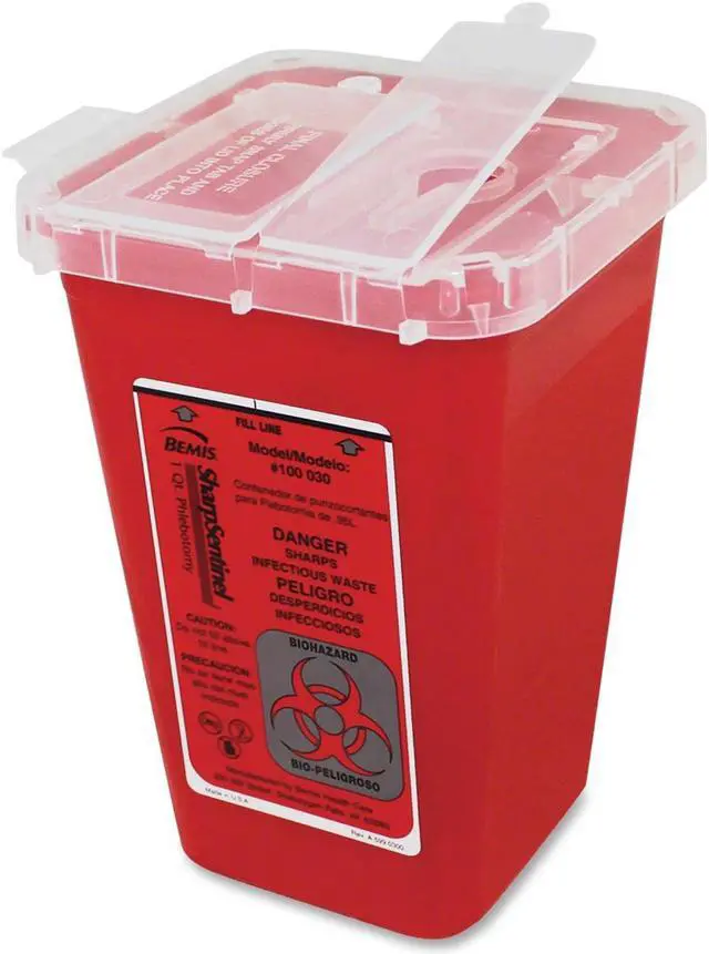 Alt view image 5 of 7 - Impact Sharps Container 6.75"x5"x4.5" 1QT Red 7350