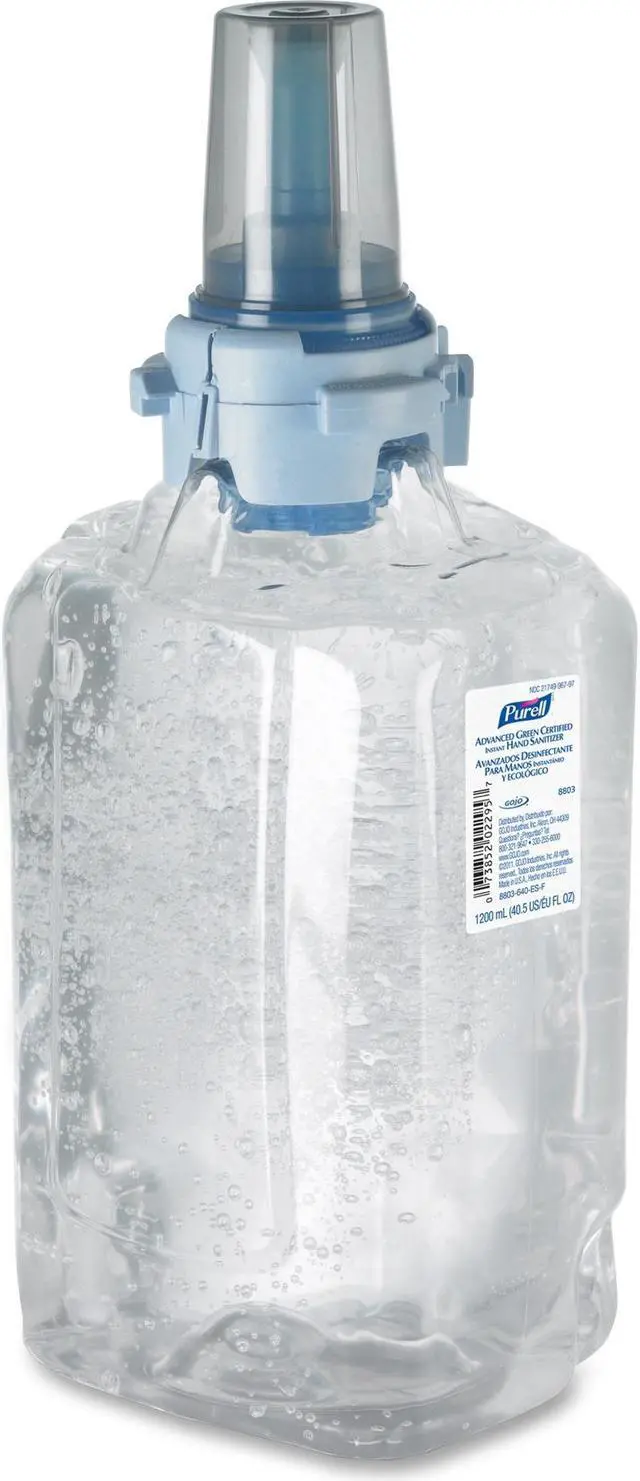 Alt view image 2 of 5 - Purell 880303CT Advanced Green Certified Instant Hand Sanitizer Refill, 1200mL, FragranceFree, 3/Carton, 1 Carton