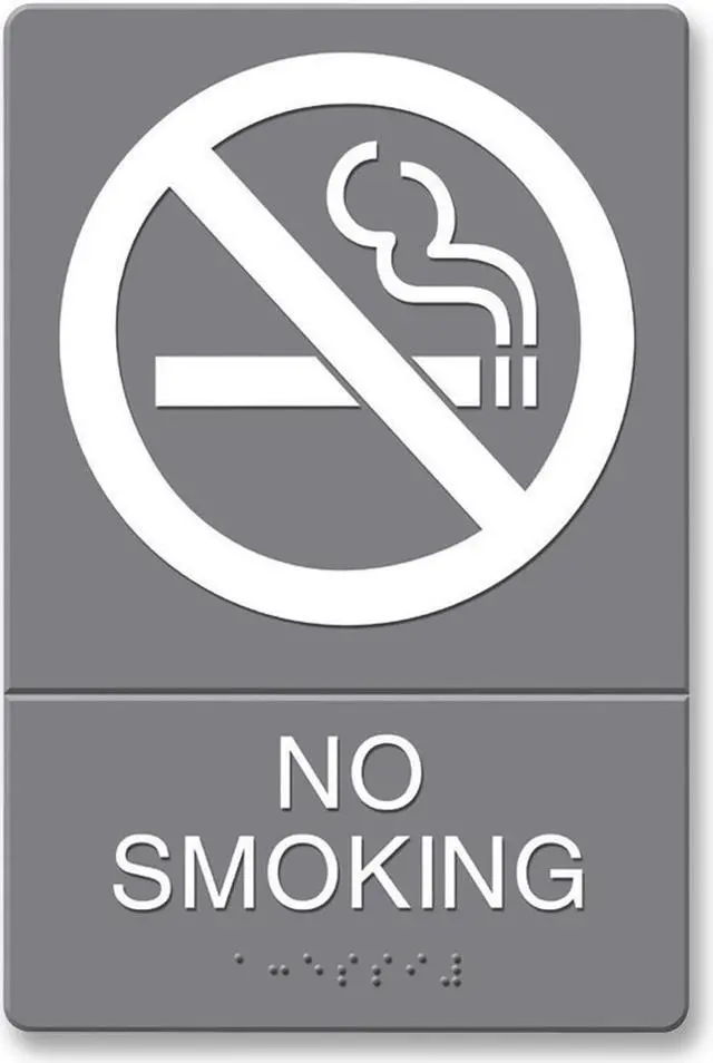 Alt view image 3 of 6 - Headline Sign ADA Sign No Smoking Symbol w/Tactile Graphic Molded Plastic 6 x 9