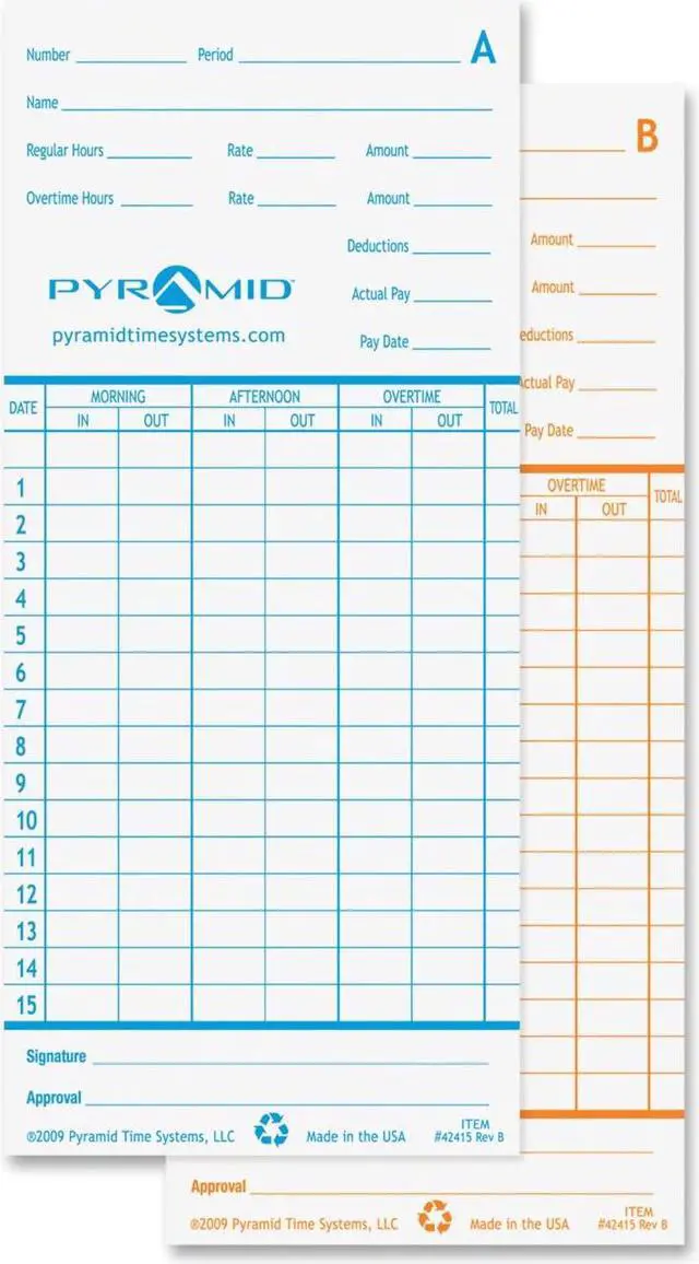 Alt view image 3 of 6 - PYRAMID 42415 Time Card,PK100