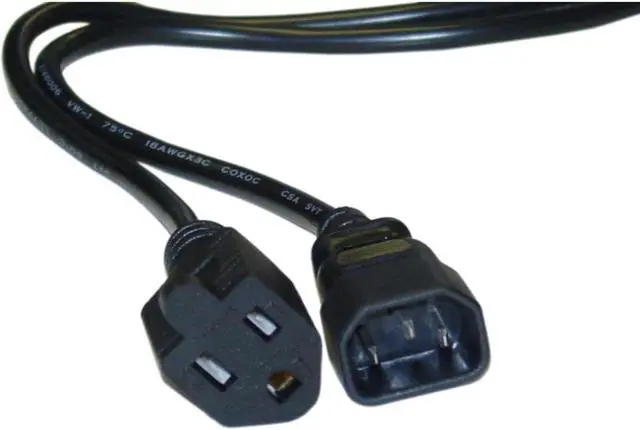Main image of Cable Wholesale Power Cord Adapter C14 to NEMA 5-15R 10 Amp UL / CSA rated 6 foot - Black