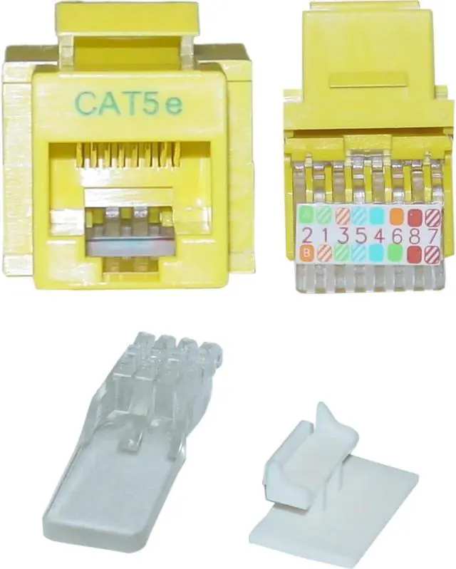 Alt view image 3 of 5 - Cable Wholesale Cat 5e Keystone Jack, Yellow, Toolless, RJ45 Female