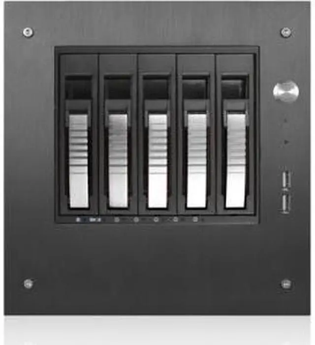 Main image of iStarUSA S-35-B5SL Black Aluminum / Steel Tower Compact Stylish 5 x 3.5" Hotswap mini-ITX Tower - Silver HDD Handle