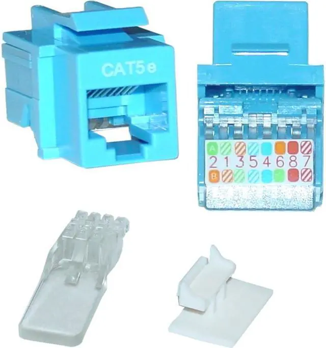 Alt view image 2 of 3 - CableWholesale 311-120BL Cat 5e Keystone Jack, Blue, Toolless, RJ45 Female