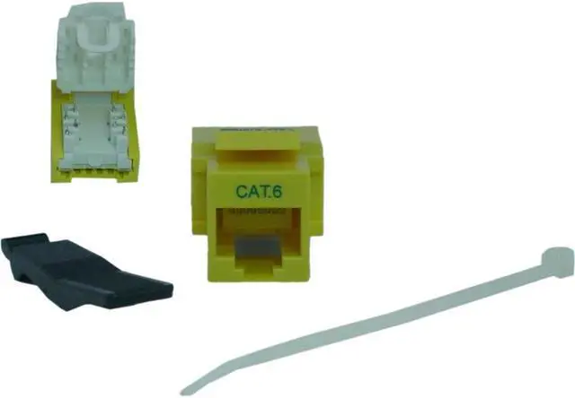 Alt view image 2 of 3 - Cable Wholesale Cat 6 Keystone Jack, Yellow, Toolless, RJ45 Female