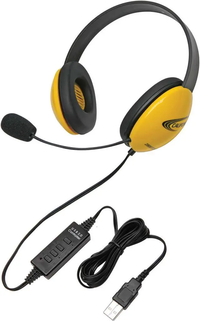 Alt view image 3 of 8 - Califone Children's Listening First Stereo Headset with Michrophone and 5.5 straight cord USB