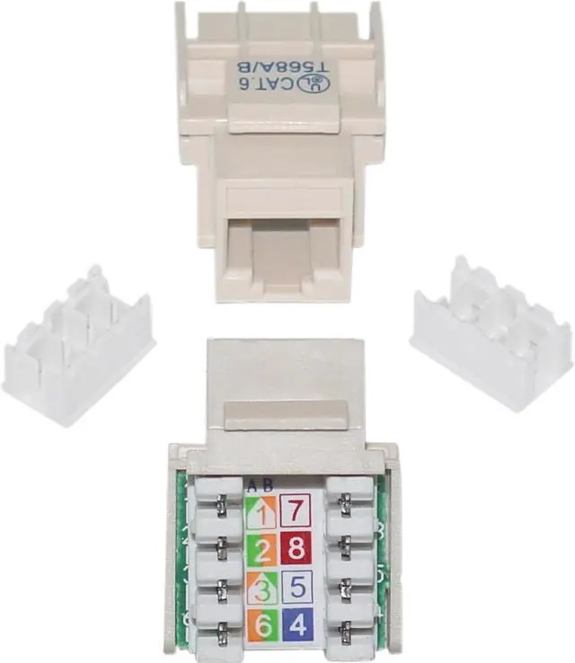 Main image of Cable Wholesale Cat 6 Keystone Jack RJ45 Female to 110 Punch Down - Beige / Ivory