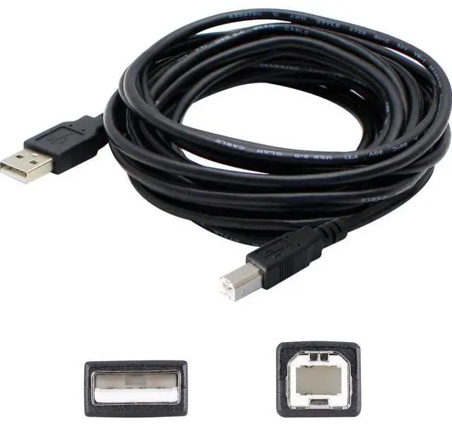 Main image of AddOn 5 pack of 4.57m (15.00ft) USB 2.0 (A) Male to USB 2.0 (B) Male Black Cable