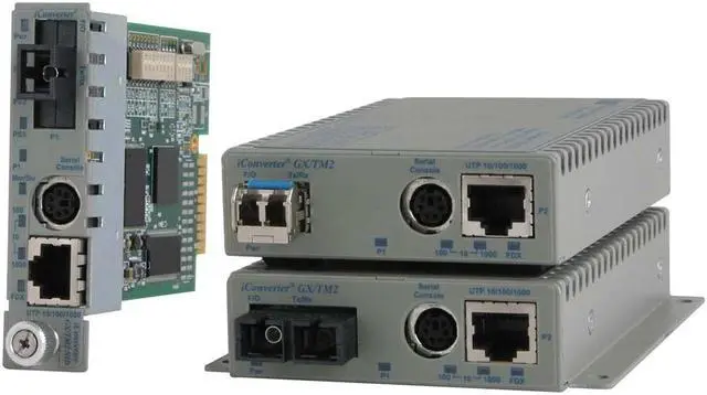 Alt view image 2 of 5 - Omnitron Systems 10/100/1000BASE-T UTP to 1000BASE-X Media Converter and Network Interface Device