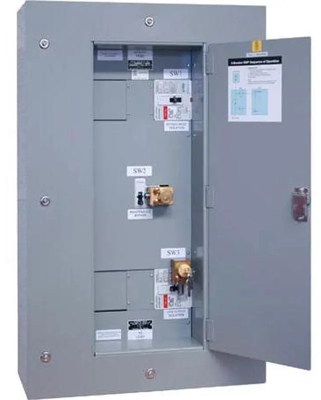 Alt view image 3 of 4 - Tripp Lite SU40KMBPKX 3-Breaker Maintenance Bypass Panel with Kirk Key Interlock