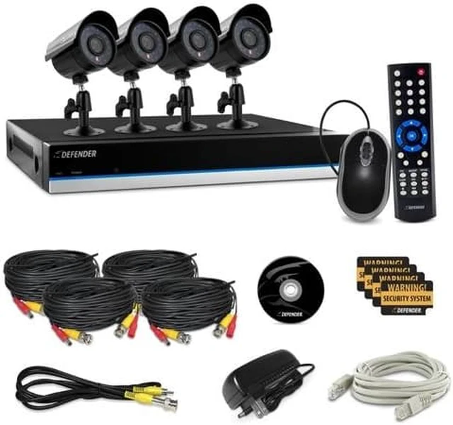 Defender BlueLine 21169 Ultra Hi-Res DIY Security System, 4CH x 4 ...