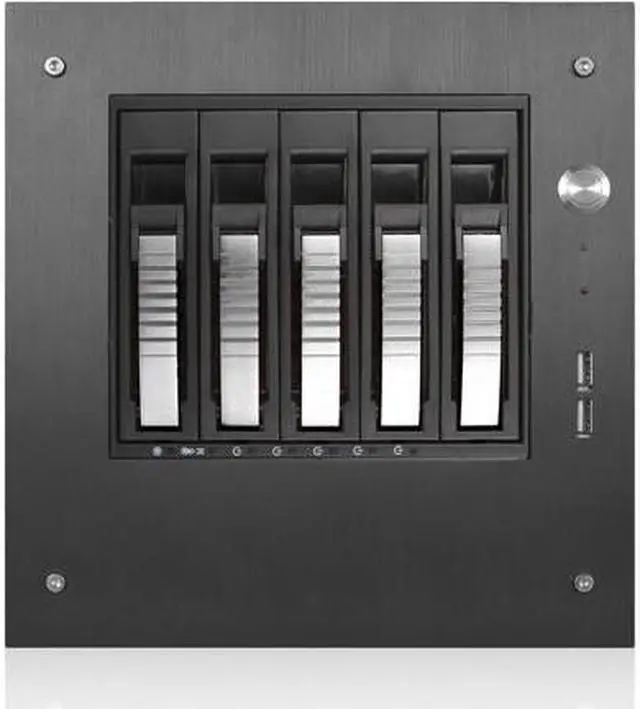 Alt view image 2 of 4 - iStarUSA S-35-B5SL Black Aluminum / Steel Tower Compact Stylish 5 x 3.5" Hotswap mini-ITX Tower - Silver HDD Handle
