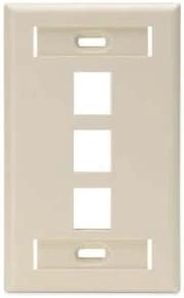 Alt view image 2 of 3 - Leviton 1-Gang 3-Port QuickPort Wallplate with ID Windows, 42080-3IS, Ivory