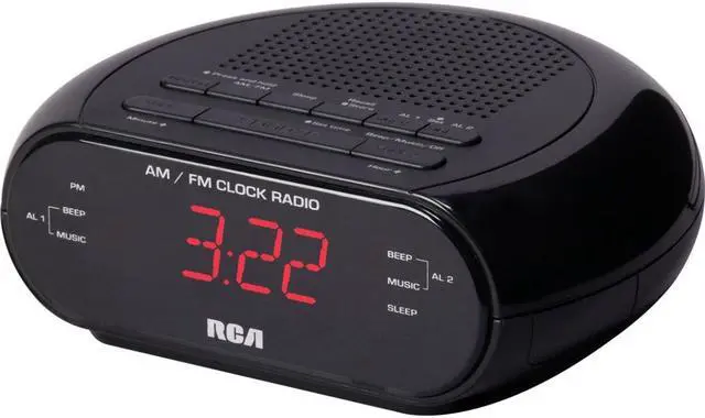 Alt view image 3 of 3 - RCA RC205 Alarm Clock Radio with Red LED & Dual Wake