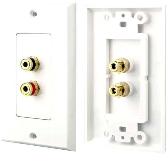 Alt view image 2 of 2 - PyleHome PHWP1 Dual Post Binding/Banana Plug Wall Plate - White